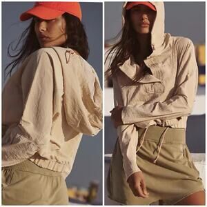 FP Movement Ride The Wave Popover Jacket Beige Cropped Hooded NWT L